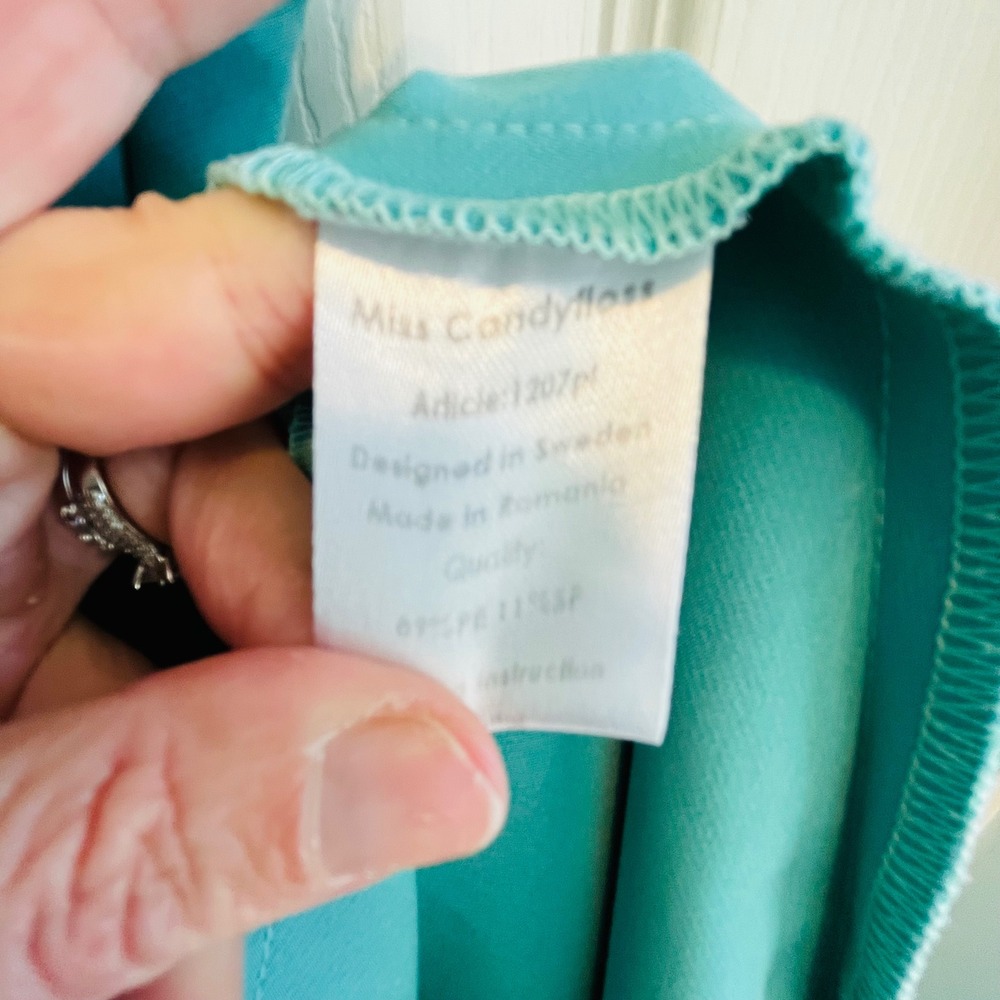 Miss Candyfloss Teal Blue Wrap Midi Dress Plus Size 4XL Vintage Pinup Rockabilly - Picture 9 of 11